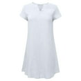 thumbnail image 4 of SDNall Summer Dresses for Women 2024 Fashion Loose V-Neck Summer Solid Short Sleeve Cotton and Linen Dress Mini Dress, 4 of 9