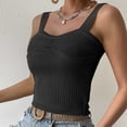 thumbnail image 7 of Wycnly Womens Tank Tops Comfy Knitted Ribbed Sexy Slim Fit Vest Tops Summer Fashion Solid V-Neck Sleeveless Shirts Blouse Black l, 7 of 7