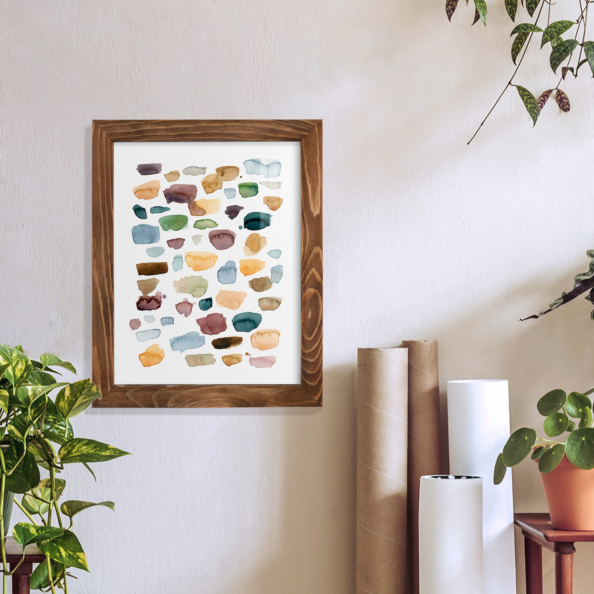 Shattered Segments I - Framed Print w/glass - Walnut