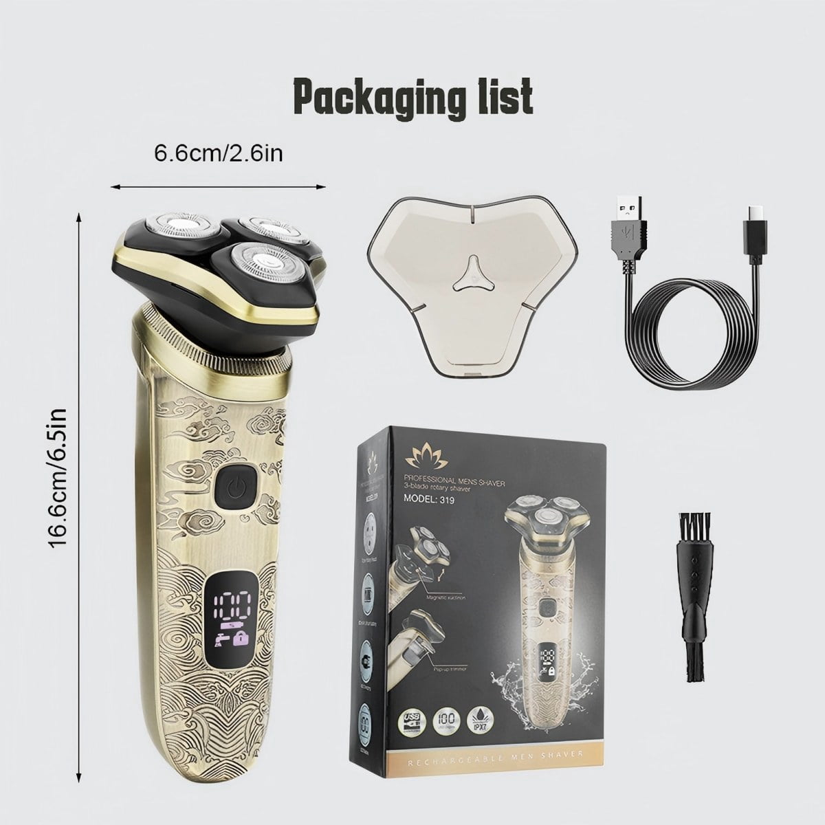 Lemulegu Electric Razor for Men, Rotary Beard Trimmer with 3D Floating Heads