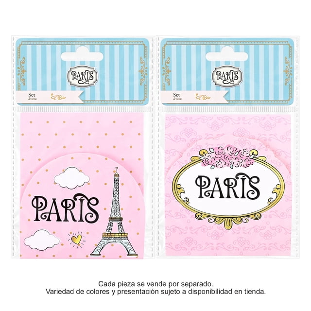 Juego de Notas Prichos París de Papel Cartón y Adhesivo Rosa 2 Piezas
