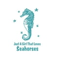 thumbnail image 1 of SEA HORSES - Blue Stars & Sea Horse Animal Vinyl Decoration Sticker Aquatic Creature Design Just A Girl That Loves Sea Horses Lettering Art Home Bedroom Wall Decal 18" x 30", 1 of 5