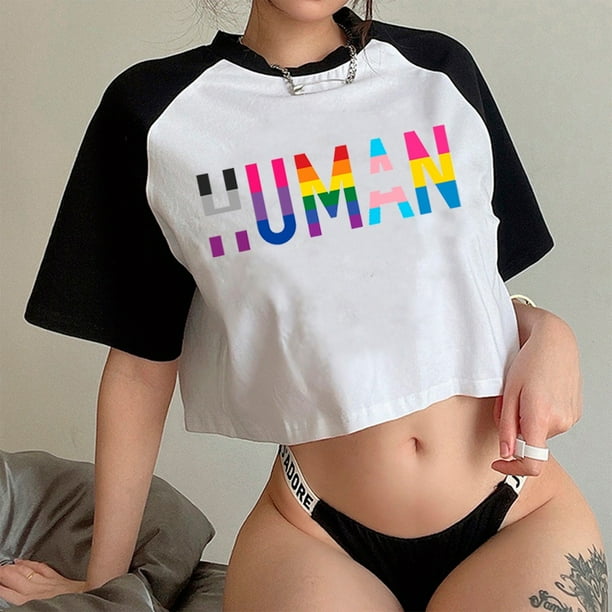 Banderas Humanas Varias Queer Lgbt 90s fairycore fairy grunge crop top Mujer goth kawai 2000s manga Recortada