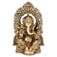 thumbnail image 2 of SumanExport-Hub Brass Ganesh Idol Statue Elephant Murti God Ganesha Vinayak Ganpati Sitting Sculpture Bhagwan Entrance 7.5 Inch, Idol, 2 of 5