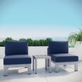 thumbnail image 2 of Modern Contemporary Urban Design Outdoor Patio Balcony Three PCS Sectional Sofa Set, Navy Blue, Aluminum, 2 of 6