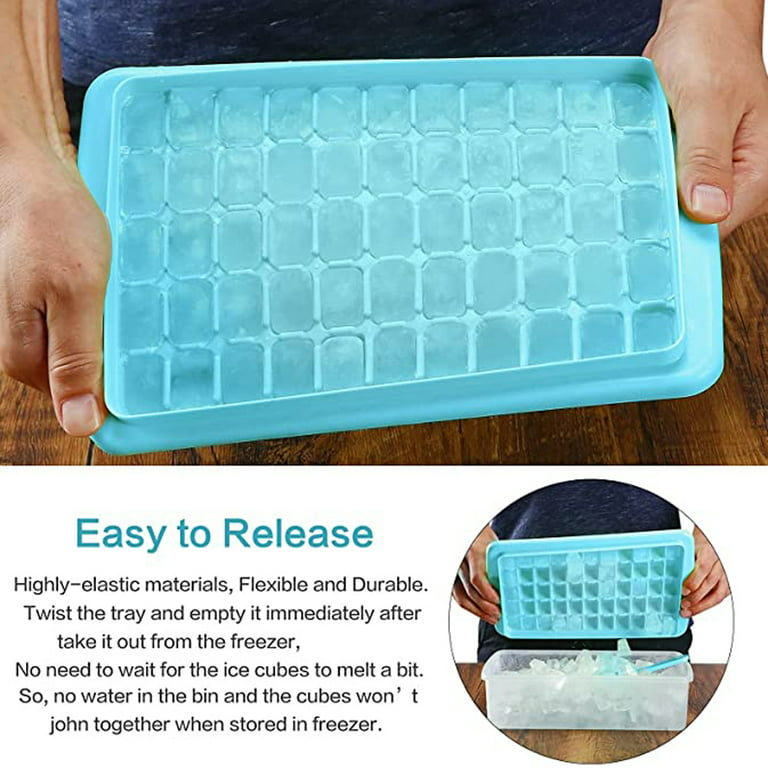 Ice Cube Tray with Lid and Ice Bucket, Silicone Ice Cube Trays for
