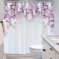 thumbnail image 5 of Bridal Floral Romantic Shower Curtain for Bathroom Decor 72Wx72H Elegant Wedding Flower Purple Rose Blossom Women Girl Spring Art Printed Fabric Polyester Waterproof 12 Pack Plastic Hooks, 5 of 6