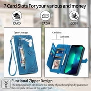 Decase Leather Wallet Cell Phone Case for Apple iPhone 12 Pro Max, Blue