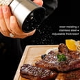thumbnail image 4 of Stainless Steel Salt and Pepper Grinder, Non-Corrosive Ceramic Rotor, Clear Glass Refillable, Included Stand, Mess-Free for Kitchen (8oz), 4 of 6