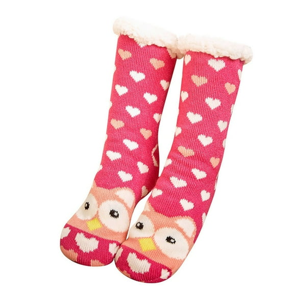JeashCHAT Women Winter Cotton Socks Print Thicker Anti-slip Floor Socks Carpet Socks