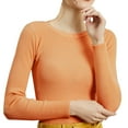 thumbnail image 3 of MSJUHEG Womens Long Sleeve Tops Turtleneck Sweater Women Polyester Round Neckline Pullover Style Long Sleeves Lightweight Women'S Sweaters Orange L, 3 of 6