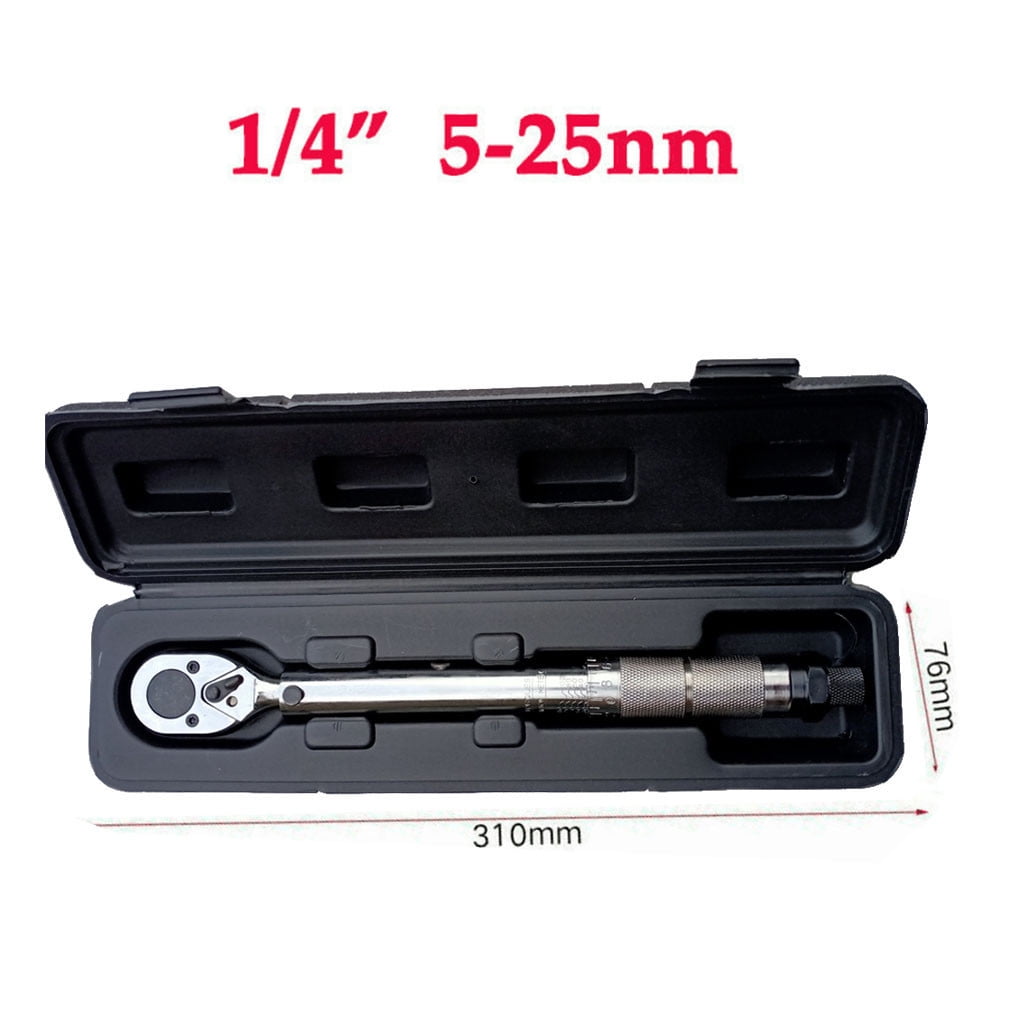 NEW 1/4'' Drive Torque Wrench Low Range 5-25Nm Ratchet Bikes Hand Spanner Tool 