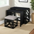 thumbnail image 4 of Syna 3 Piece Nesting Desk and Stool Set- Black Wood- Gray Polyester, 4 of 6