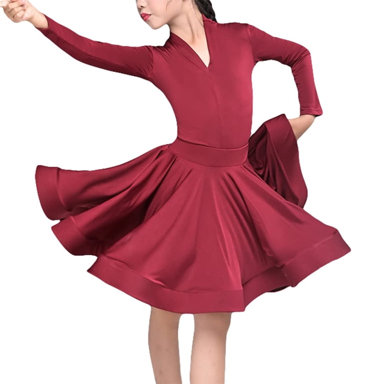 long sleeve salsa dress Blue berry long sleeve tassels finish Latin dance dress  Dance Life NYC