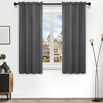 Deconovo Thermal Insulated Blackout Curtains Pack of 2, Rod Pocket Window Curtain Panels, 38"W x 54"L, Dark Gray