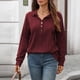thumbnail image 5 of Camisas para mujer,Blusa informal de manga larga para mujer, cuello redondo, botones delanteros, tela de imitación, ideal para el hogar y el uso diario, sopatenor, 5 of 9