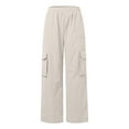 thumbnail image 5 of Afdoent Leggings For Women Ladies High Waisted Casual Wide Leg Womens Cargo Pants Baggy Cargos Pants With Pockets Workout Yoga Leggings For Women, 5 of 6