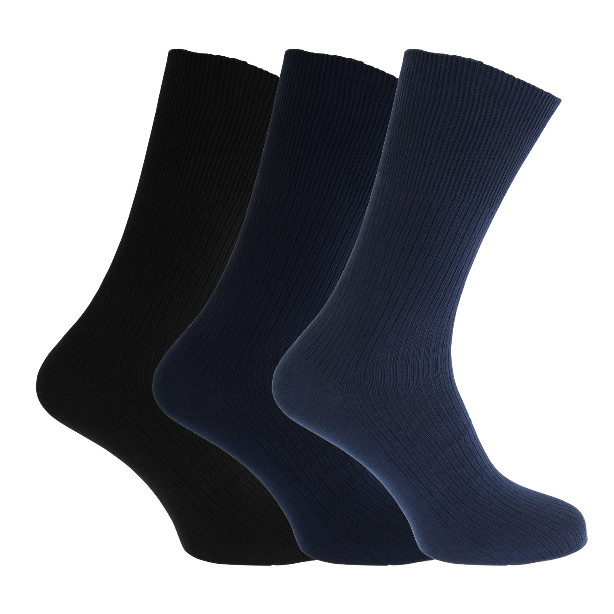 Women's Gentle Grip Socks Non Elastic Diabetic Ladies Soft White Black 4-8 UK 