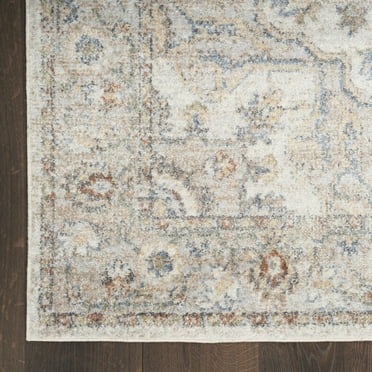 HomeRoots  10 ft. Oriental Power Loom Washable Runner Rug, Gray