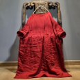 thumbnail image 2 of Johnature Robe Vintage Taille Haute en Lin pour Femmes Printemps Couleur Unie Robe Simple, 2 of 5