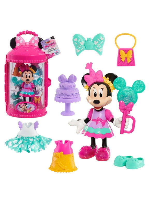 Minnie Mouse Fabulous Fashion 14-piece Sweet Party Doll and Accessories, Kids Toys for Ages 3 up
