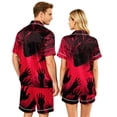 thumbnail image 5 of IYYVV Halloween Matching Pajamas For Couples Funny Pumpkin Bats Silk Satin Sleepwear Short Sleeve Button Down 2 Pieces Loungewear Red M, 5 of 5