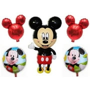 Mickey Mouse Theme Party Balloons - Mickey Balloon Set Baby Shower - Jumbo Mickey Body Small Heads - Mickey Mouse Balloons Birthday Decorations - Combined Bundle with Ribbon by Jolly Jon