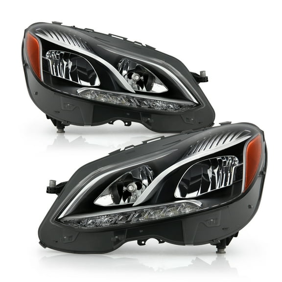 AKKON - Fits 2014-2016 Mercedes-Benz E-Class W212 Sedan/Wagon [Halogen Type] LED Healights Driver Passenger  w/o Cornering Light