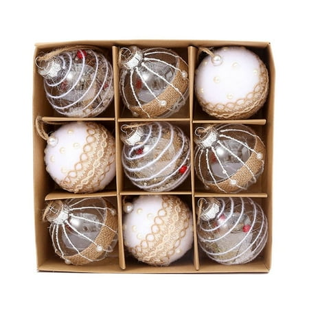 

9pcs 8cm Holiday Decoration DIY Gifts Home Decor Crafts Xmas Hanging Christmas Balls Bauble Christmas Tree Decoration Drop Pendant TYPE 1