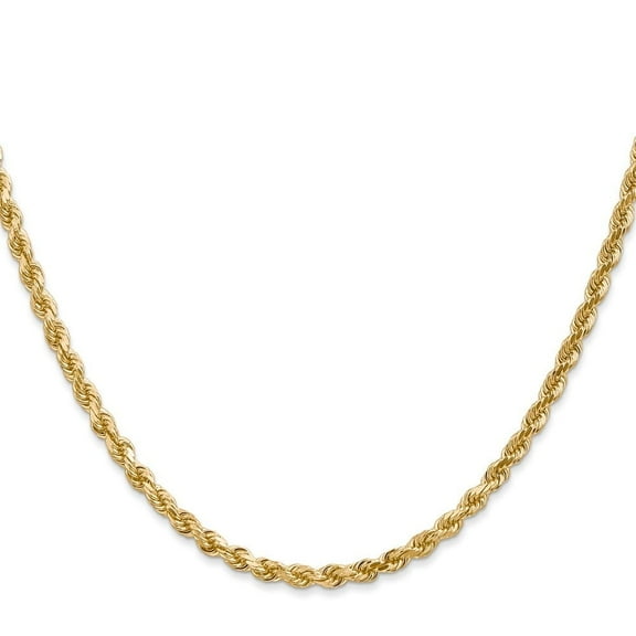Diamond2Deal 10K Yellow Gold 3mm Diamond-Cut Rope Chain Necklace for Men 20"