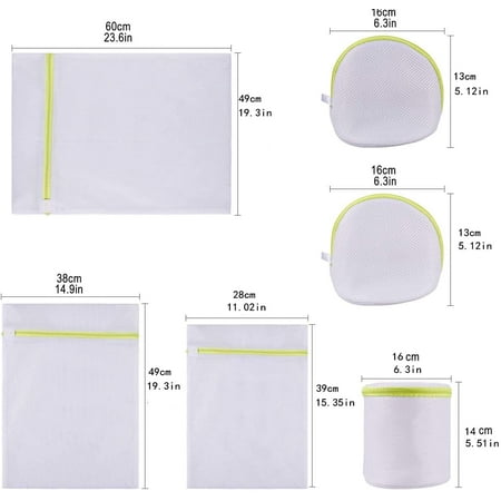 6Pcs Laundry Net Washing Machine Washing Net Laundry Net Laundry Bag with Zipper Laundry Bag Cylindrical Washing Machine Bag for Lingerie  Blouse  Stockings  Set of 6