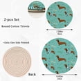 thumbnail image 3 of GZHJMY Cute Dressed Dachshund 2 Pcs Round Woven Pot Holders Trivets Set, 100% Cotton Coasters Placemats for Cooking Baking Hot Dish Pan Pot Bowl Teapot(7&9 Inches Diameter), 3 of 5