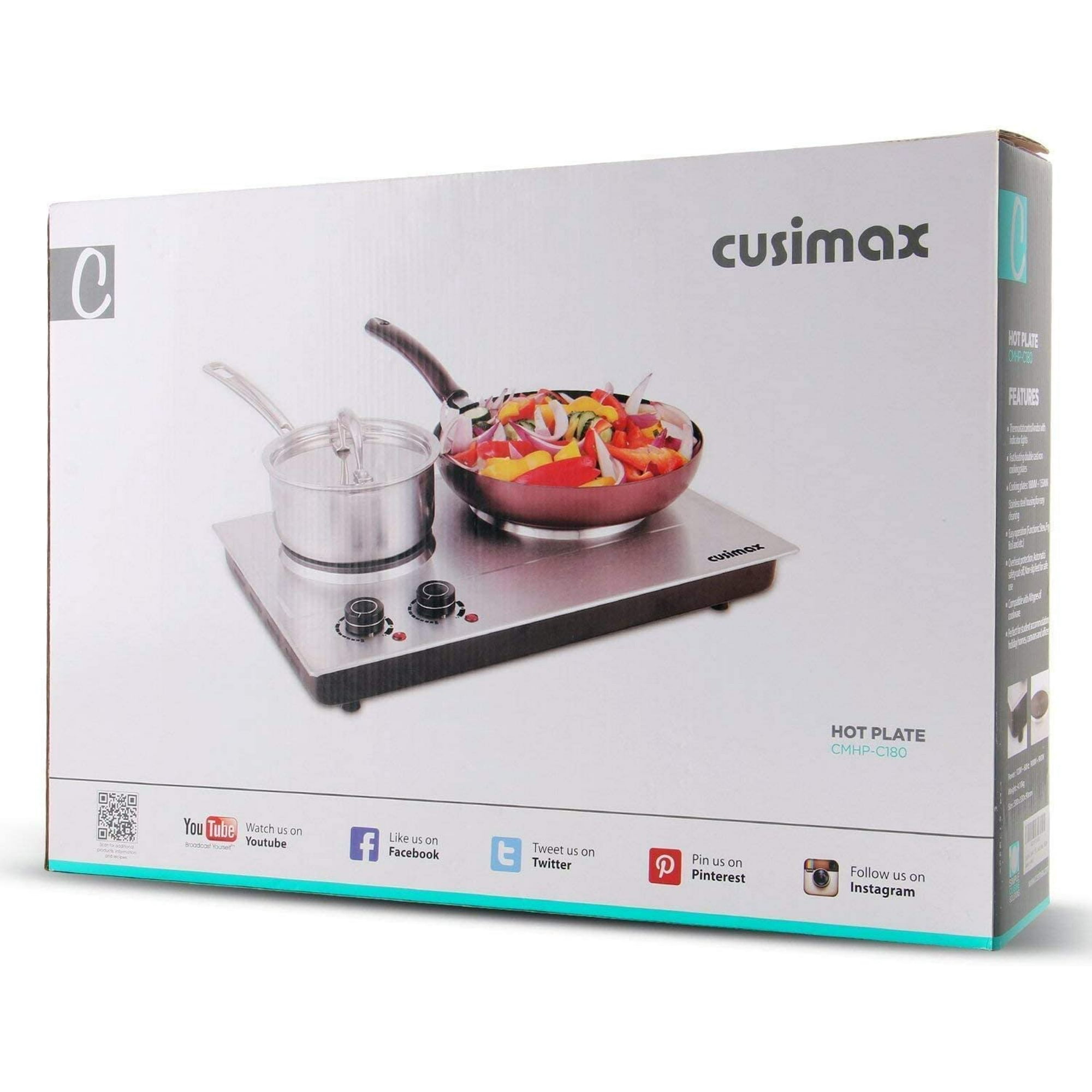 CUSIMAX 1800W Double Hot Plate, Stainless Steel Silver Countertop Burner  Portable Electric Double Burners Electric Cast Iron Hot Plates Cooktop,  Easy to Clean, Upgraded Version | Walmart Canada