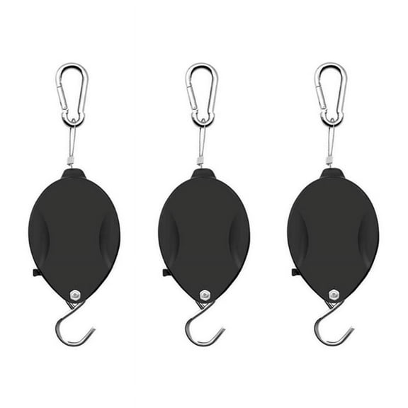 Retractable Plant Hanger,Plant Pulleys for Hanging Plants,Easy to Raise and Lower,Heavy Duty,Adjusta Black ABS Stainless steel
