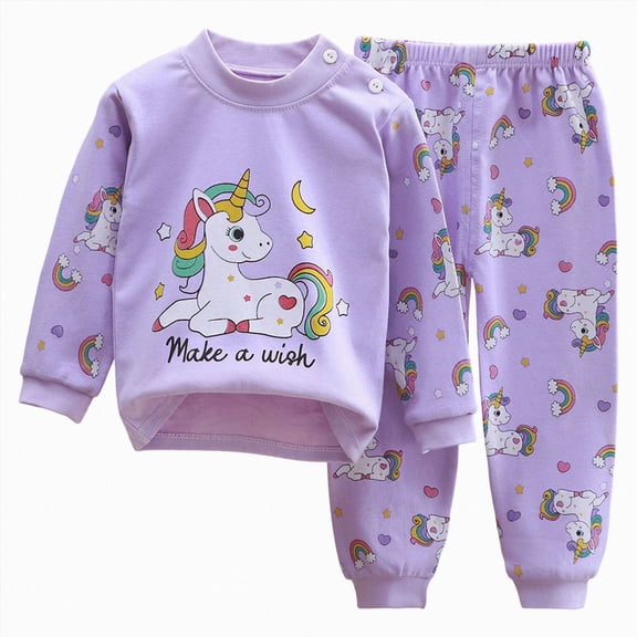 NOLDARES Toddler Baby Kid Girls Cute Outfits Clothing 2pcs Fall Set Long Sleeve Crewneck Tee and Pants Clothes(Purple,5-6 Y)
