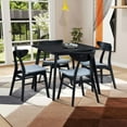 thumbnail image 4 of Kitchen Table and Chairs for 4, Wooden Dining Table Set, Square Kitchen Table and 4 Fabric Upholstered Dining Chairs for Dining Room, Kitchen, Saving Space, Black, 4 of 9