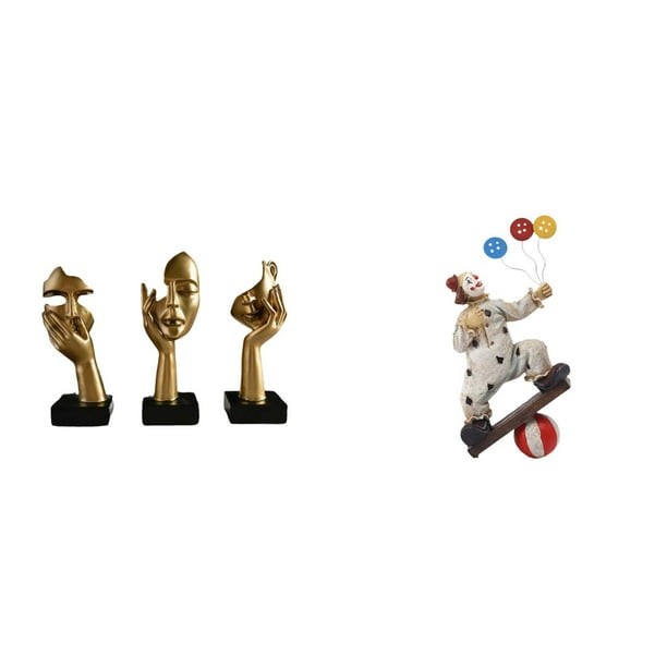 Escultura Abstracta De Arte De Payaso Pensador En Resina. Colección De Decoración De Mesa Para Oficina, Estantería, Sala De Estar, Escritorio, Centro De Mesa O Decoración De Comedor.