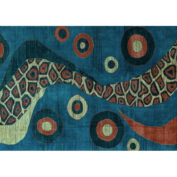 Ahgly Company Indoor Rectangle Oriental Light Blue Modern Area Rugs, 2' x 5'