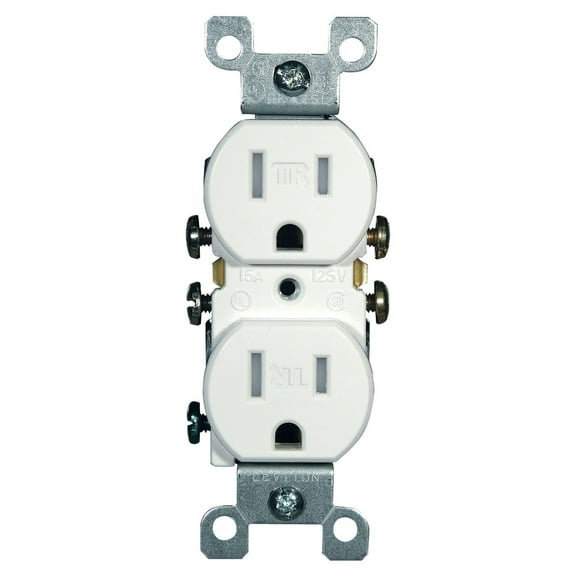 Leviton T5320-W 15 Amp, 125 Volt, Tamper Resistant, Duplex Receptacle, Residential Grade, Grounding, White 4 Pack
