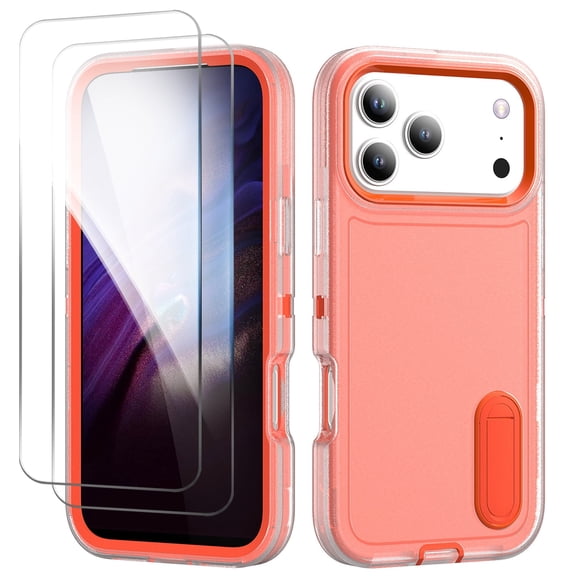 Allytechgroup Shock-Absorbent Hard Shell Back Cover Cell Phone Case with Accessories Included for Apple iPhone 17 Pro Max, Orange
