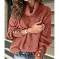 thumbnail image 6 of Women'S Oversized Chunky Pullover Sweaters Cowl Neck Long Sleeve Winter Slouchy Loose Knit Sweaters Brick Red 5XL, 6 of 8