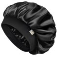 thumbnail image 1 of Gorro de seda YANIBEST para dormir de doble capa negro satinado, 1 of 6