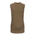 thumbnail image 4 of Blusas para las Mujeres Casual Verano Color Sólido Cuello Redondo Bolsillo sin Mangas Tanque Blusa, Poliéster Casual Top, Lavado de Manos, 4 of 6