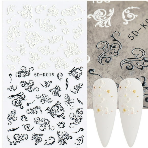 Pompotops Beauty Products Clearance,Women Beauty Gifts,Nail Art Embossed Sticker 5d Three-dimensional Hollow White Lace Flower Nail Applique