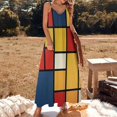 thumbnail image 3 of Mondrian Inspired Sleeveless Dress Loose Women's Dress Dresses Luxury Evening Dresses, 3 of 9