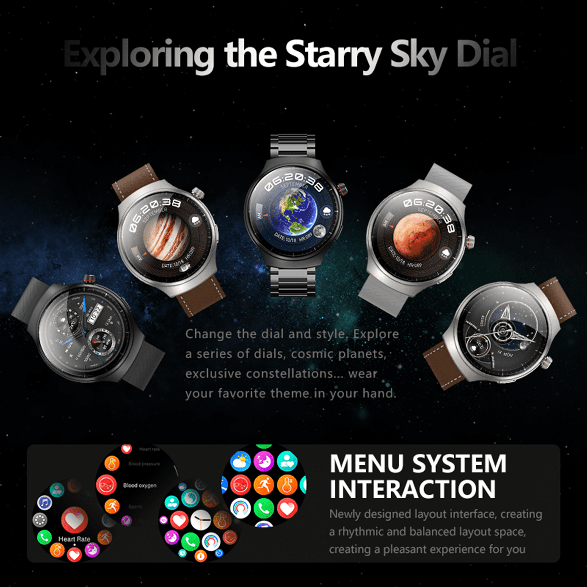 E EYAFA Bluetooth Call Smart Watch JS W4 with 1.5 inch AMOLED Screen for Men and Women-Black