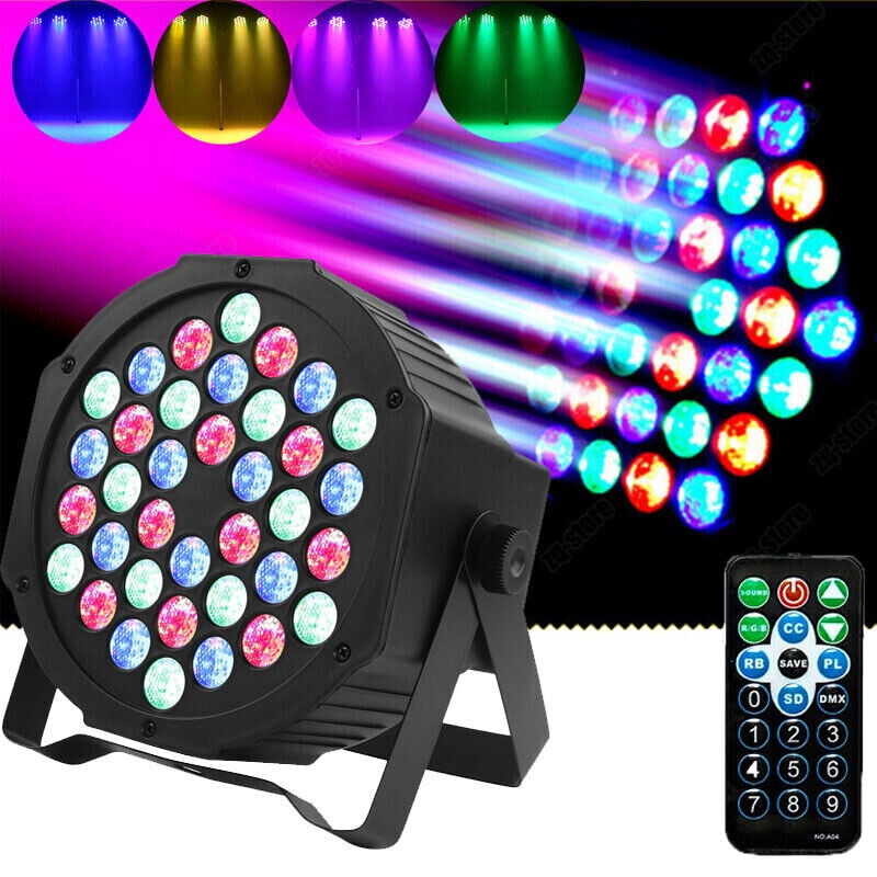 36 LED Stage Lights RGB DJ LED Par Light Remote & DMX Controlled Sound Activated Auto Play Uplights for Wedding Birthday Christmas Holiday Music Show Dance Party Stage Lighting