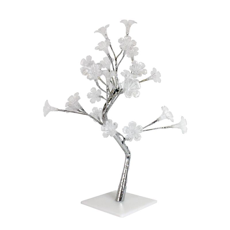 Simple Designs Small White Morning Glory Led Lighted Decorative