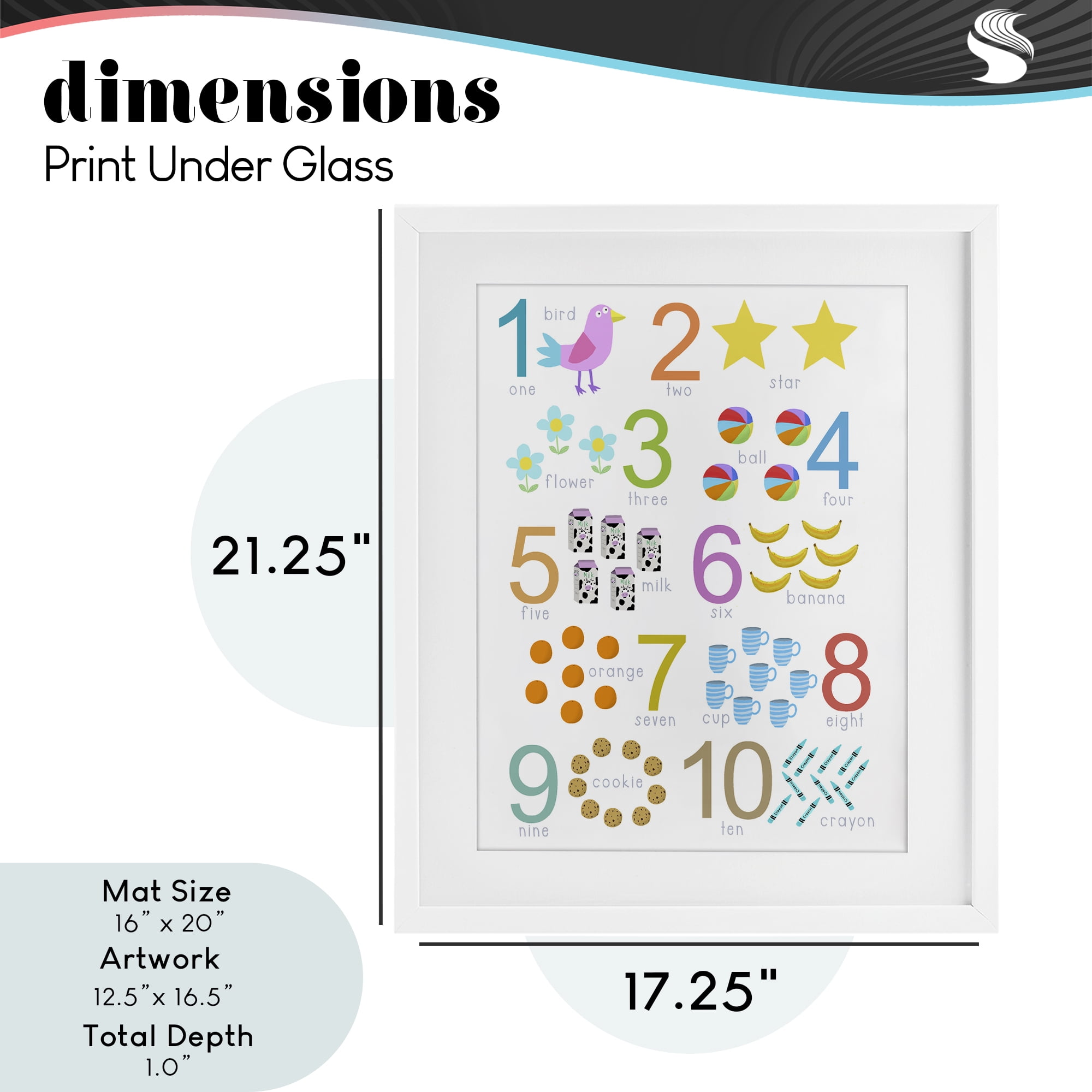 Fun Learning To Count White Framed Print Under Glass, design by Carla Daly