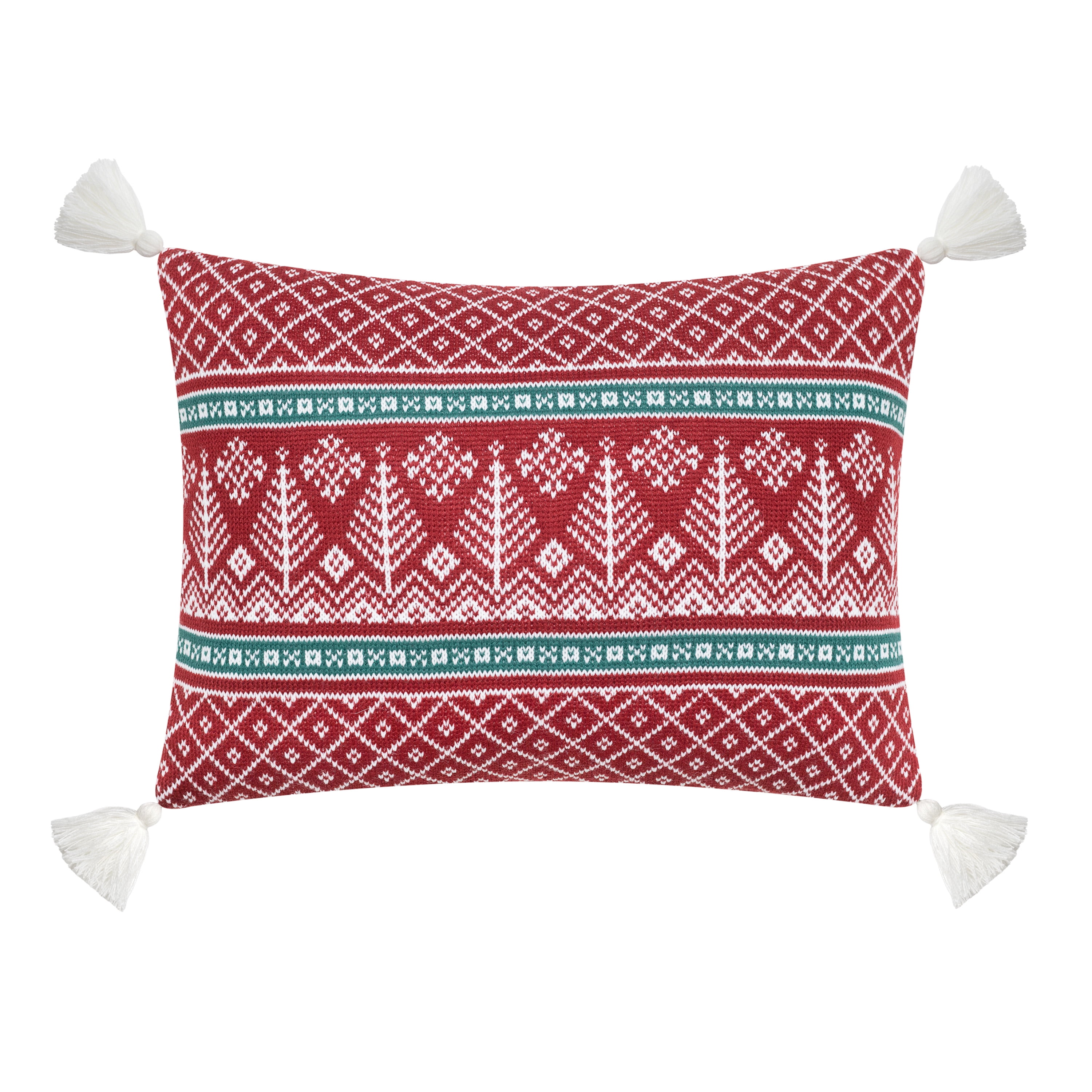 Natural Linen Tribal Print Pillow Cover with Contrasting Red Back 20 x 20